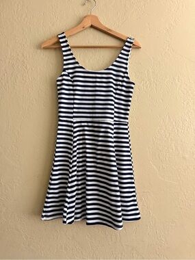 Divided Navy & White Striped Tank Fit-and-Flare Dress